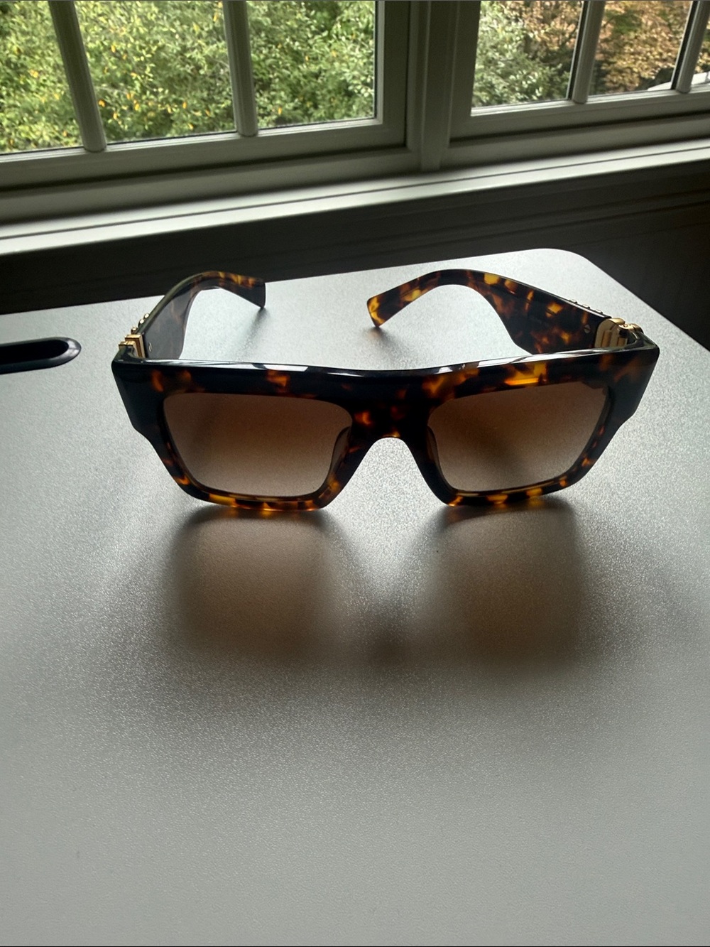Miu Miu Tortoiseshell Rectangular Sunglasses with Brown Gradient Lenses